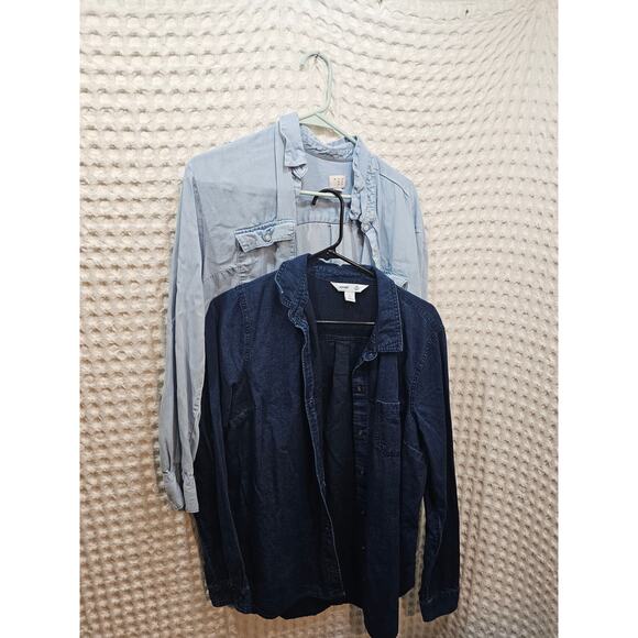 Bundle of 2 women's jean shirts size L - Picture 1 of 6